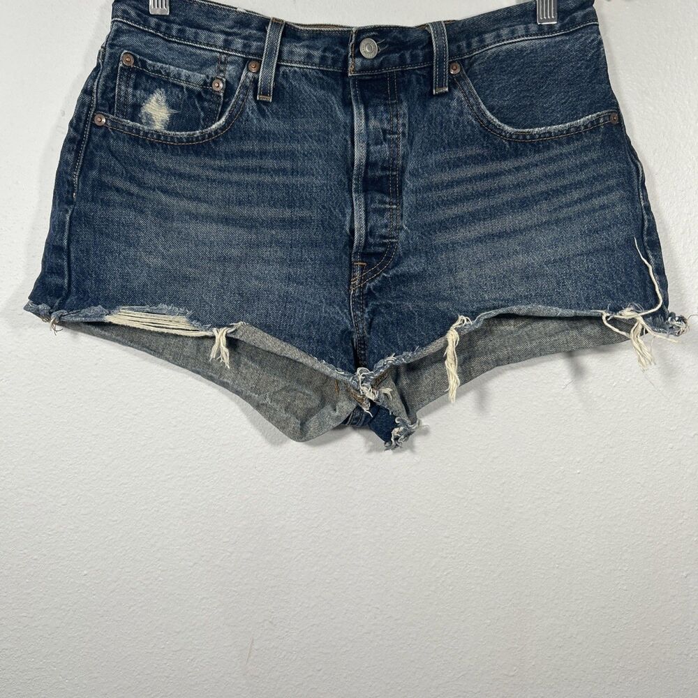 Levi 501 Denim‎ Shorts Womens 31 Blue Micro Short Cut Off Big E Button Fly